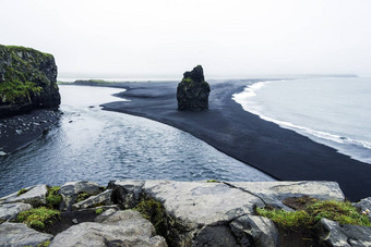 黑色的火山沙子南海岸<strong>冰岛</strong>