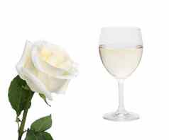 白色拼贴画玫瑰玻璃酒