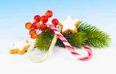 圣诞节装饰糖果拐杖假的雪背景