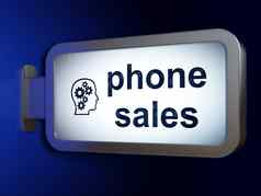 市场营销概念电话销售头齿轮广告牌