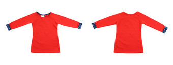 红色的t<strong>恤</strong>蓝色的袖口
