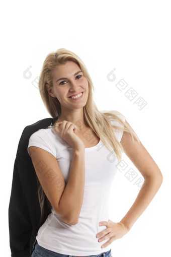 年轻的女人白色衬衫