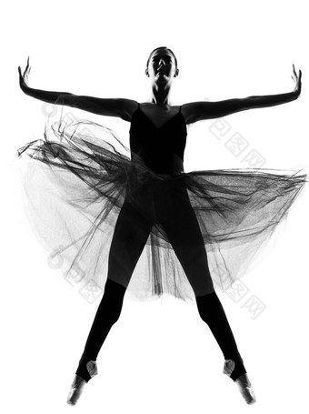 女人芭蕾舞舞者飞跃跳舞芭蕾舞女演员轮廓
