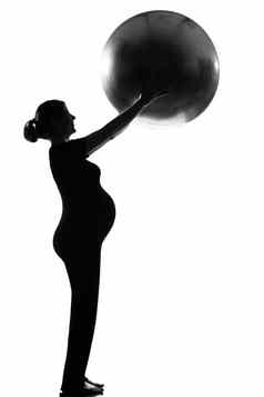 怀孕了女人健身球锻炼普拉提