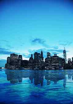 纽约城市城市景观日落