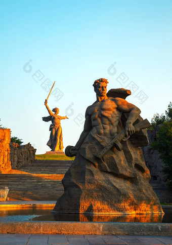 祖国电话!纪念碑伏尔加格勒俄罗斯