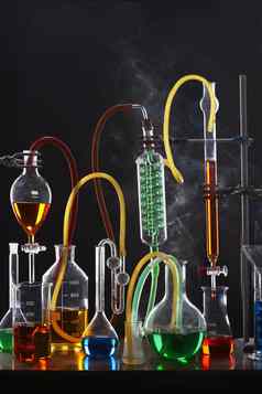 科学设备包括测试管烧瓶