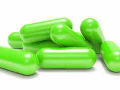 绿色闪亮的医疗药片胶囊