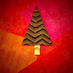 圣诞节问候卡冷杉树红色的背景