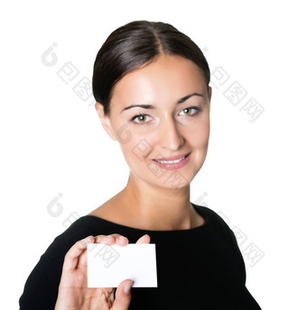 女商人显示空白业务卡