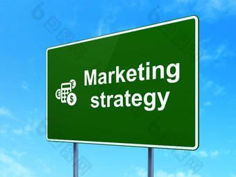 广告概念市场营销策略计算器路标志背景