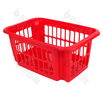 空红色的塑料篮子孤立的白色
