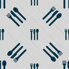 叉刀勺子图标标志无缝的模式几何纹理
