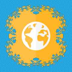 全球标志图标世界地图地理位置象征地球仪站研究花平设计蓝色的摘要背景的地方文本