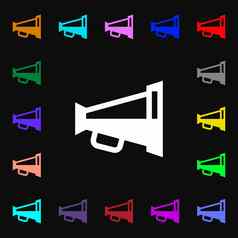 扩音器扬声器图标标志很多色彩斑斓的符号设计