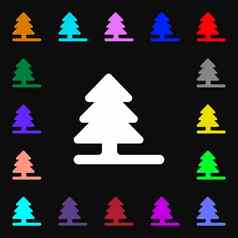圣诞节树图标标志很多色彩斑斓的符号设计