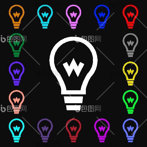 光灯泡图标标志很多色彩斑斓的符号向量png下载-包图网