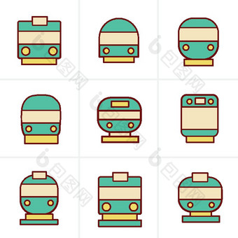 图标风格集运输图标火车有轨电车向量伊鲁图片