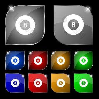 eightball台球图标标志集这色彩斑斓的按钮眩光向量图片