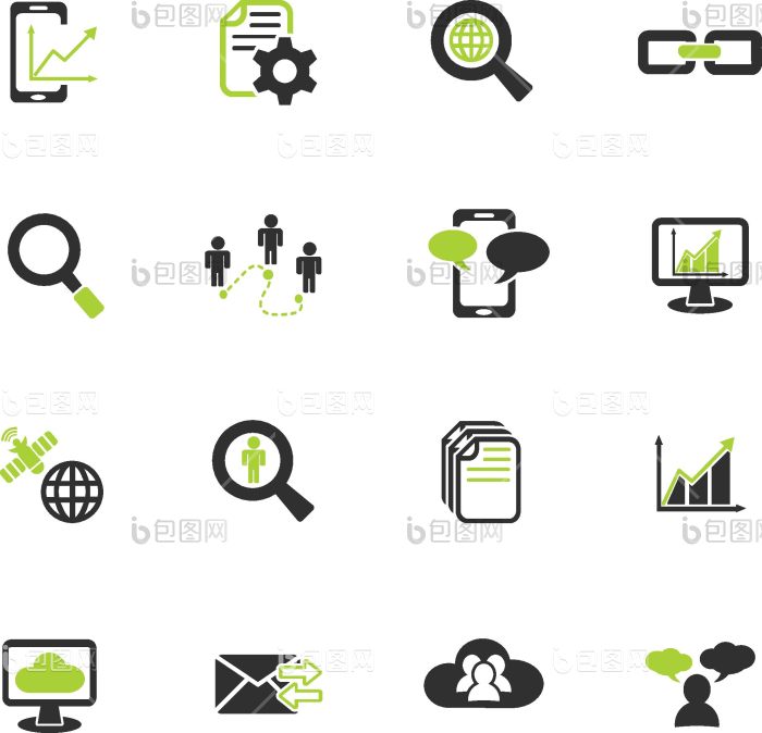 数据分析社会网络图标集png下载-包图网