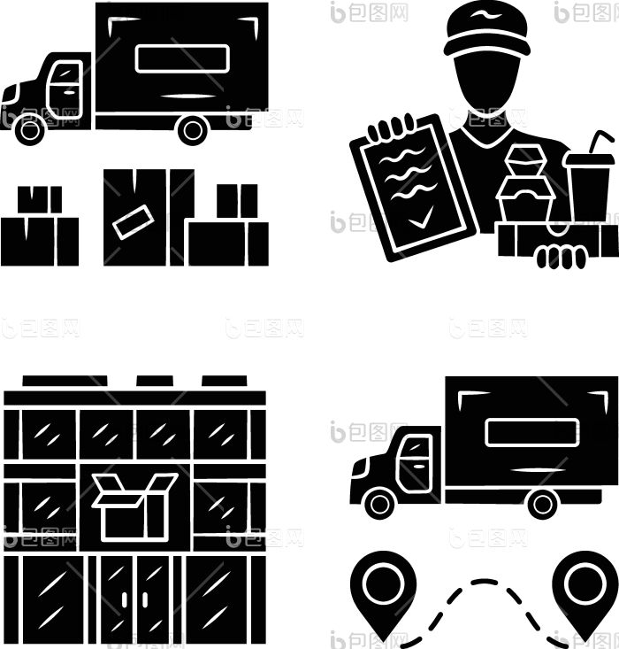 交付字形图标集重货物航运食物交付快递帖子png下载-包图网