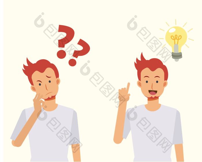 男人思考问题标志着的想法问题解决png下载-包图网