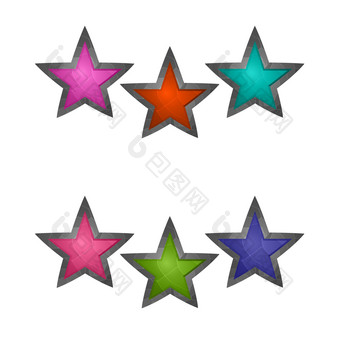游戏元素孤立的白色背景设计电脑游戏符号图标集合按钮玩游戏应用程序颜色星星按钮图片