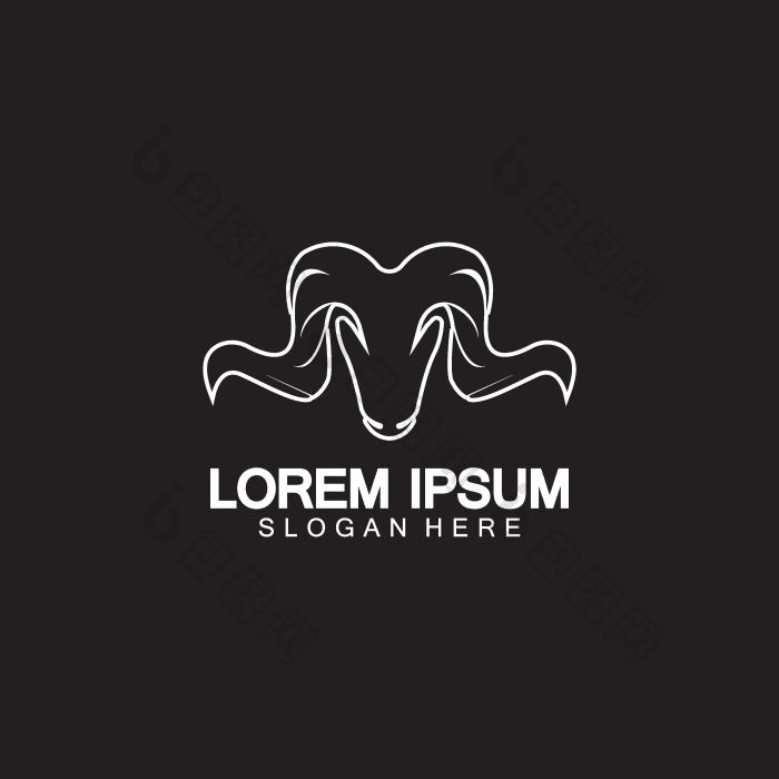 公羊山羊头标志图标向量插图png下载-包图网