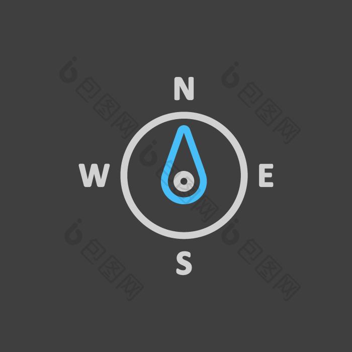 指南针风玫瑰向量图标黑暗方向北png下载-包图网