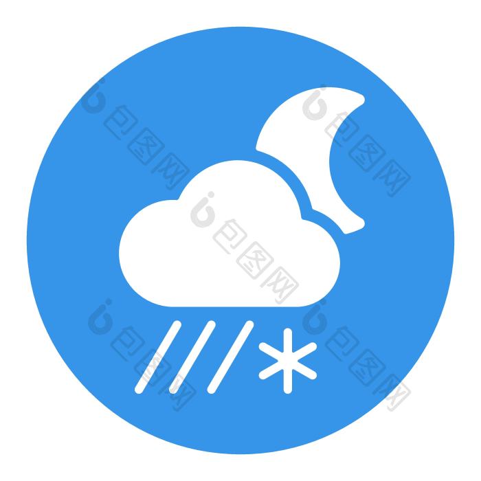 雨云雪月亮字形图标天气标志png下载-包图网