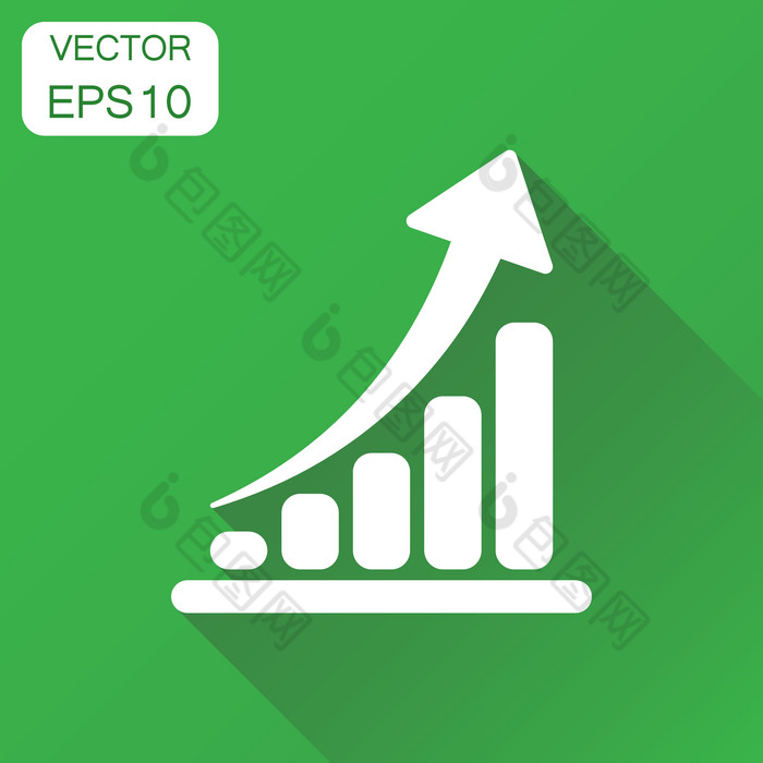 增长图表图标业务成长图向量插图背png下载-包图网
