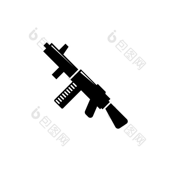 子机枪警察军队武器平向量图标插图的黑png下载-包图网