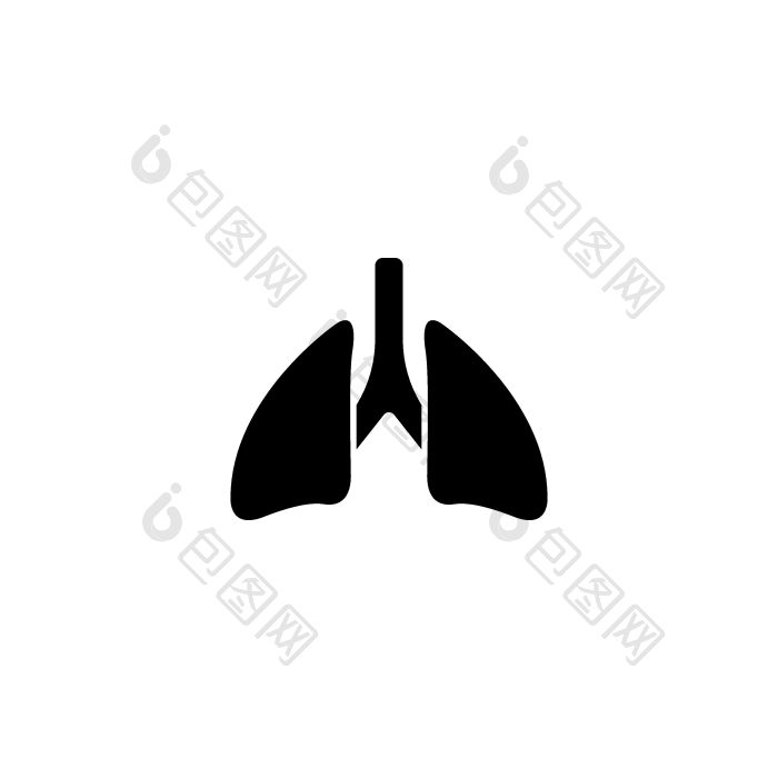 肺呼吸系统人类器官平向量图标插图的黑png下载-包图网