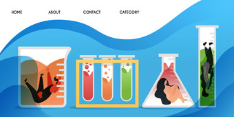 卡住了实验室集合科学家们抓住了研究向量模板背景孤立的演讲网络横幅着陆页面图片