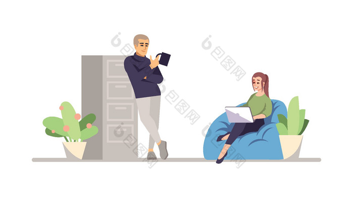 高级老板工人平向量插图png下载-包图网
