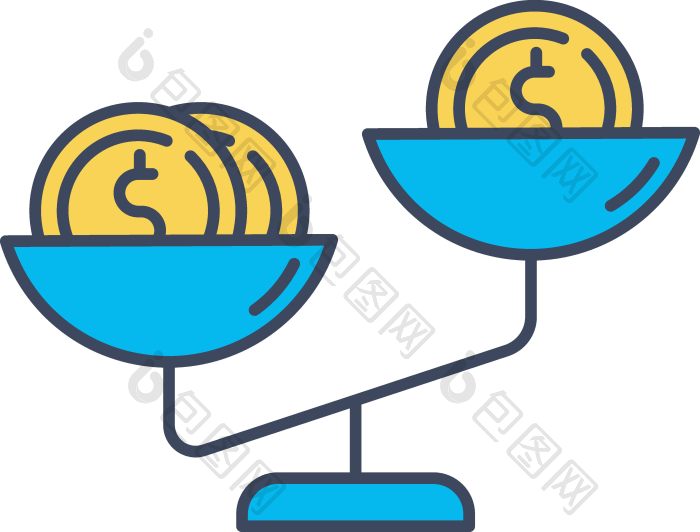 比较价格颜色图标黄金硬币蓝色的尺度产品比图片-包图网企业站