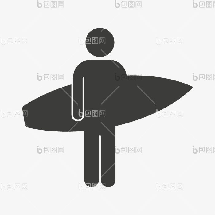 男人持有冲浪板冲浪向量图标png下载-包图网