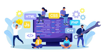 发展中编程编码技术工程发展程序员开发人员创建代码电脑屏幕代码开发人员工作任务编码软件图片