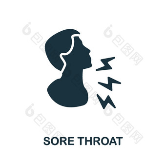 痛喉咙平图标彩色的元素标志身体疼痛集合平痛喉咙图标标志网络设计infographics图片
