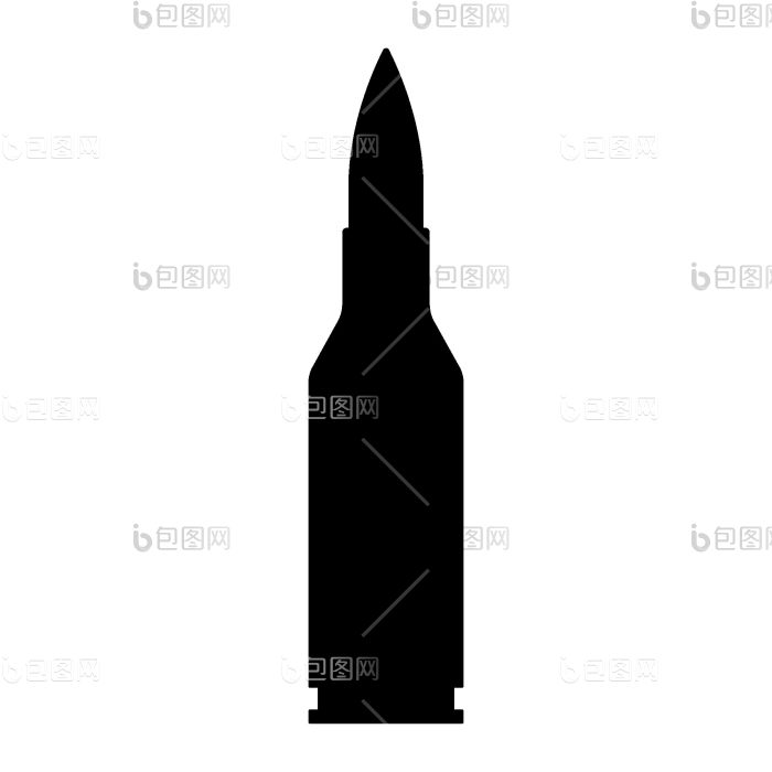 子弹图标孤立的墨盒标志军事弹药子弹轮廓png下载-包图网