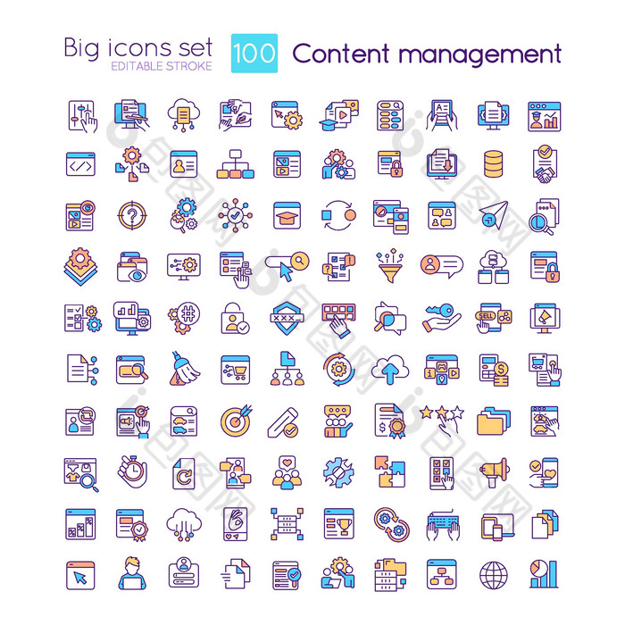 内容管理颜色图标集png下载-包图网