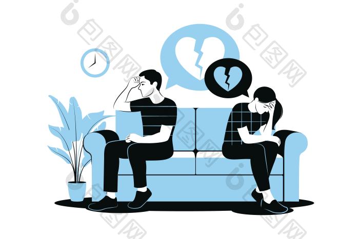 离婚误解家庭分歧的关系麻烦男人女人争png下载-包图网
