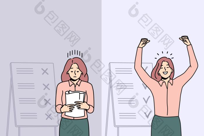 比较女人未完成的完成了任务png下载-包图网