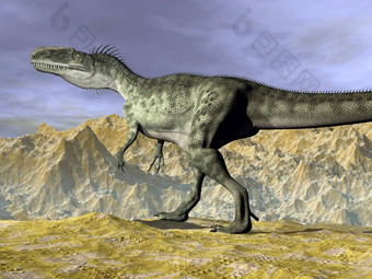 单磷酸龙恐龙沙漠渲染