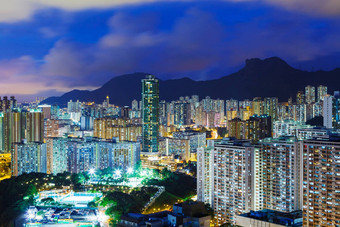 城市城市景观在香港香港晚上