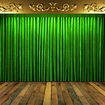 绿色织物窗帘黄金阶段