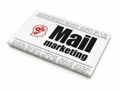 市场营销概念报纸邮件市场营销头齿轮