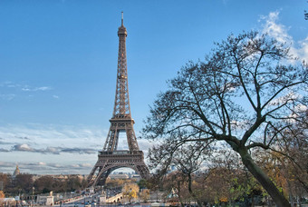 巴黎美丽的视图埃菲尔铁塔塔冬天之旅埃菲尔铁塔