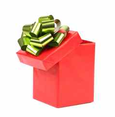 开放红色的礼物盒子green-golden弓