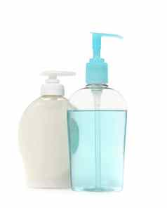 色彩斑斓的瓶抗菌洗手肥皂